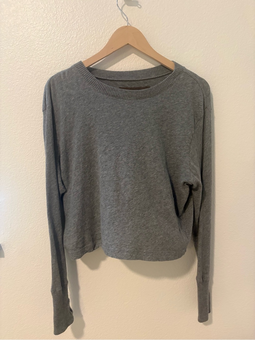 Enza Costa Heather Gray Slim Crewneck Sweatshirt
